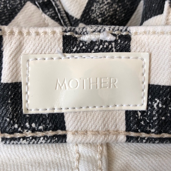 Mother The Insider Ankle Fray Playdate Black/White Checkerboard Print Jeans - Picture 5 of 14